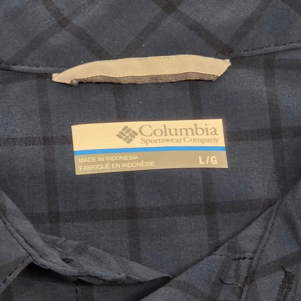 Columbia Button Down Mens L Blue Plaid Long Sleeve Hiking Outdoor Casual Shirt - Picture 3 of 7